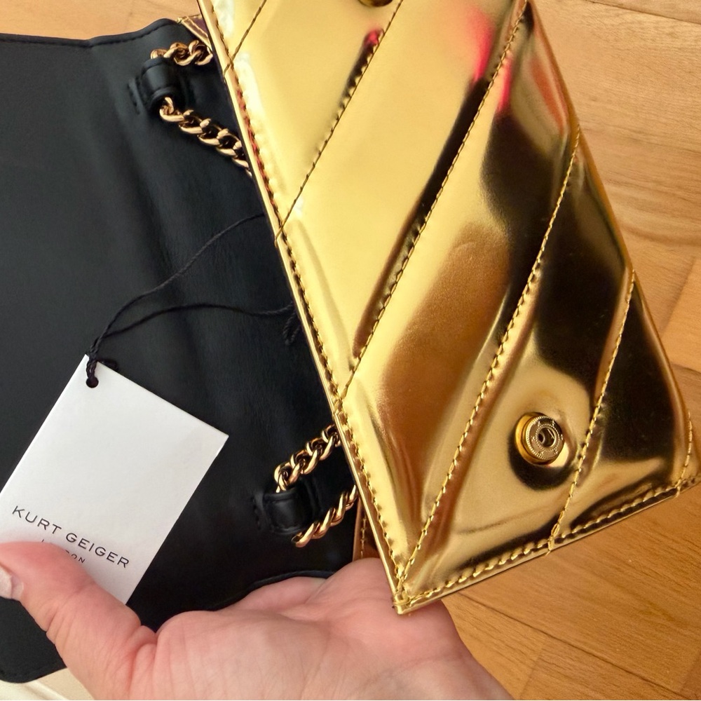 Kurt Geiger Metallic Gold Quilted Clutch/crossbody bag - Picture 6 of 7